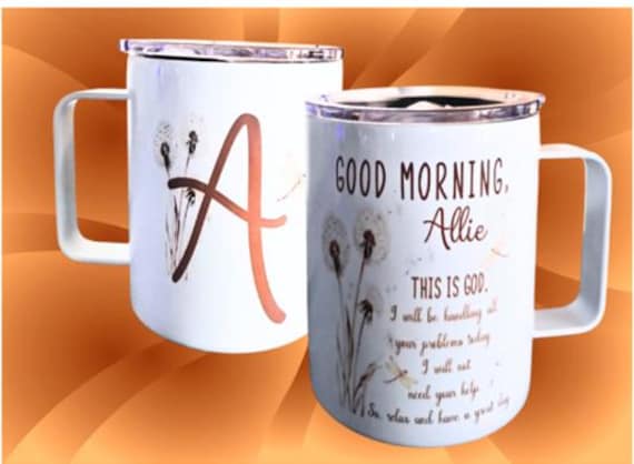 Personalized Stainless Steel 12 oz mug with lid, Religious, Great Gift, FAST SHIPPING!