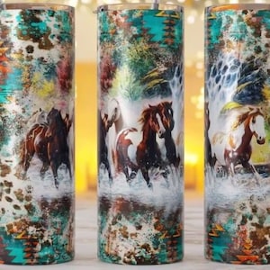 Beautiful Horses on a 20oz Stainless Steel Tumbler, FAST SHIPPING!