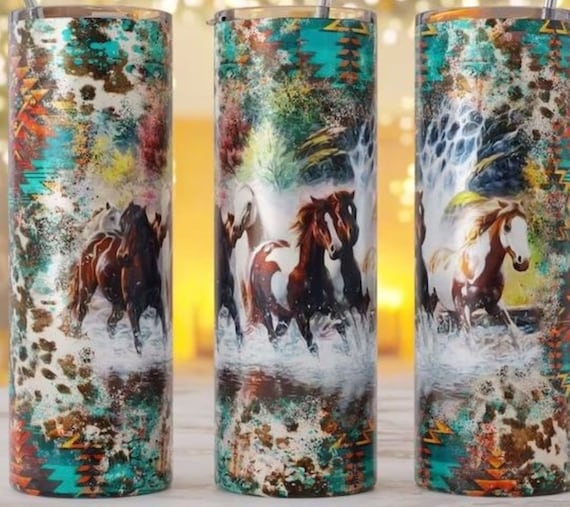 Beautiful Horses on a 20oz Stainless Steel Tumbler, FAST SHIPPING!