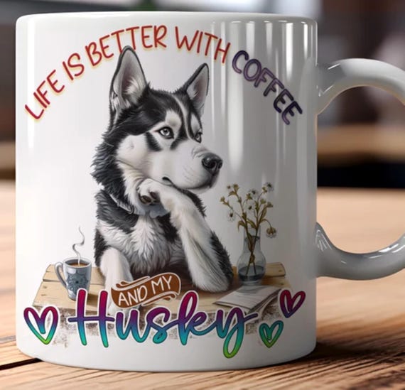Adorable SIBERIAN HUSKY LARGE 15-oz Mug. Other Breeds Available, Fast Shipping!