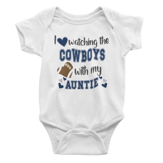 I Love Watching the Cowboys with my Auntie (or Papa, Grandpa, Daddy...) infant Bodysuit or Toddler T-Shirt, Short or Long-Sleeve, FAST SHIP!