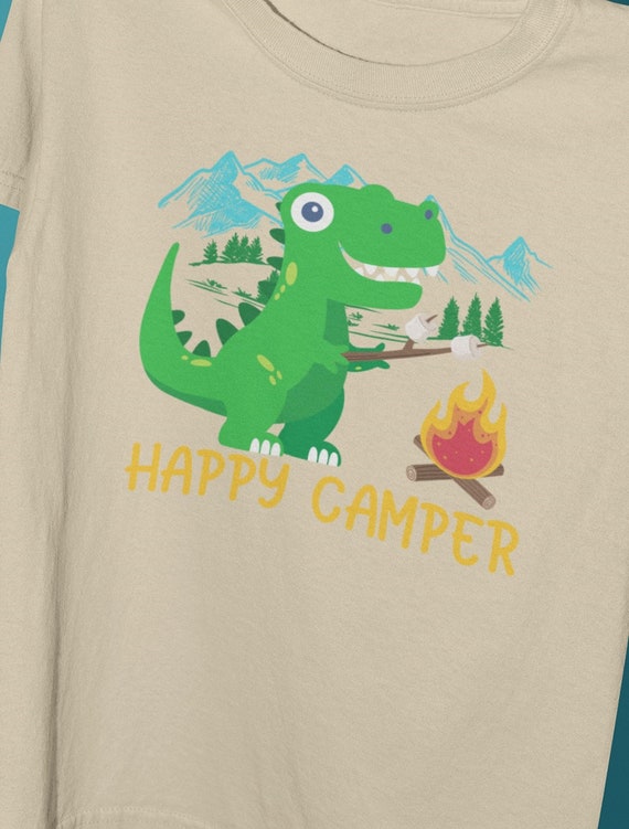 Happy Camper Toddler T-Shirt, Dinosaur Shirt, FAST SHIPPING!