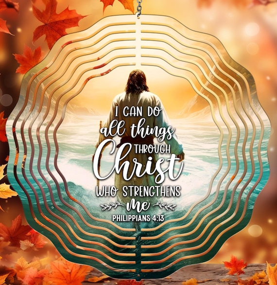 Jesus Wind Spinner, Christian Spinner, Bible Verse Spinner, Choice of 8", 10" or 12" Size, Optional Spiral Tail Available, FAST SHIPPING!