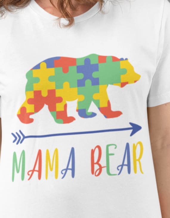 Mama Bear Autism Shirt, Choice of Crew Neck or V-Neck, FAST SHIPPING!
