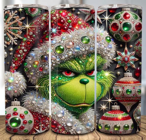 EXTRA SPARKLY, Rhinestone-like on a 20 oz Silver Glittery Tumbler. Fast Shipping!