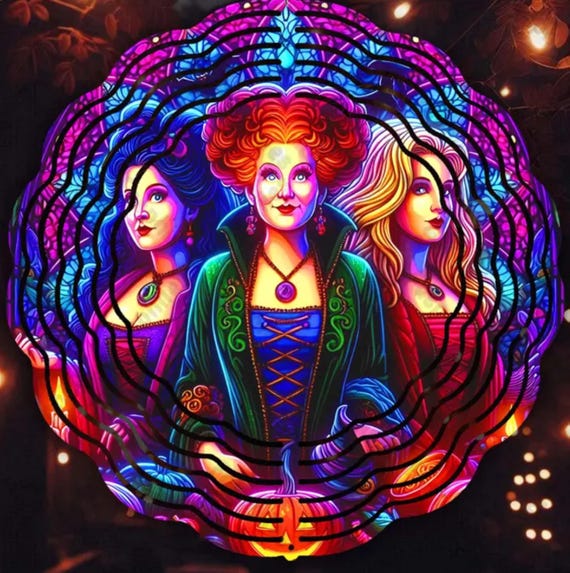 Halloween Bad Witches 10" Wind Spinner, Item #SP235, Optional Spiral Tail Available, FAST SHIPPING!