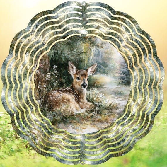 Woodland Fawn 10" Wind Spinner, Optional Spiral Tail Available, Item #SP189, FAST SHIPPING!