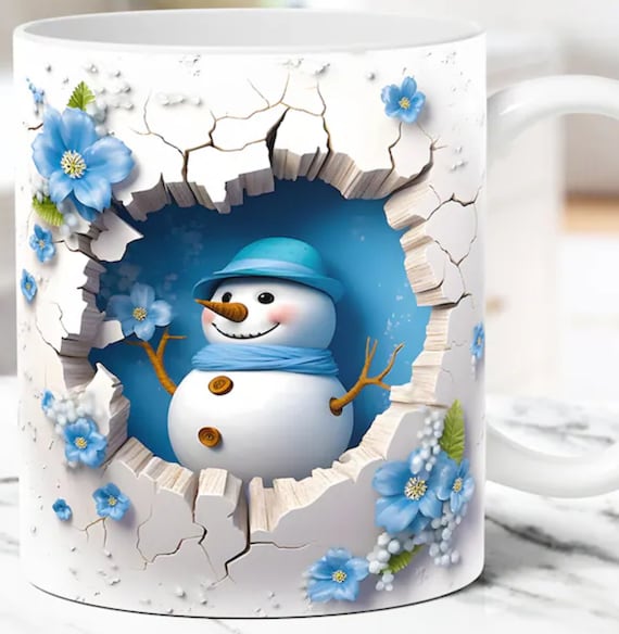 Adorable 3D-Look Snowman Coffee Mug, Great Gift!  FAST SHIPPING!