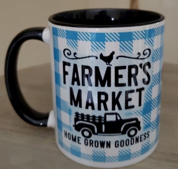 Cute Farmers Market Coffee Mug, Design Printed all around the mug