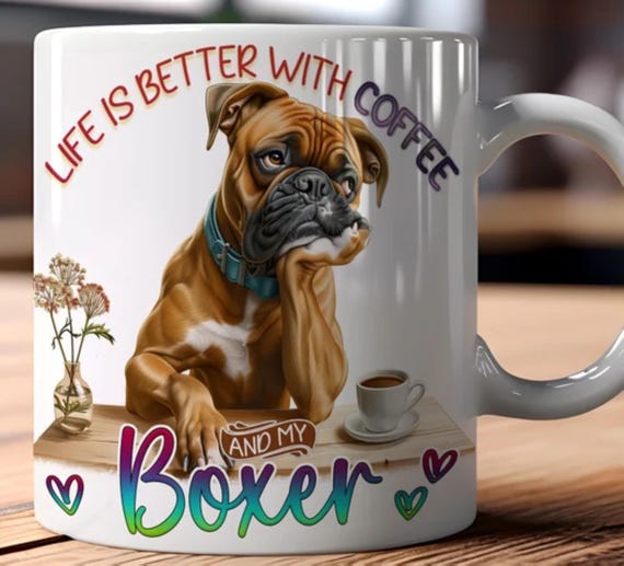 Adorable Boxer LARGE 15-oz Mug. Other Breeds Available, Fast Shipping!