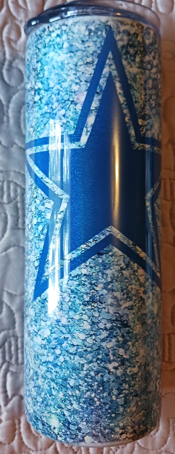 Beautiful Shiny Blue Star Tumbler,  FAST SHIPPING!