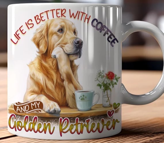 Adorable Golden Retriever LARGE 15-oz Mug. Other Breeds Available, FAST SHIPPING!