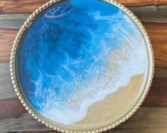 Susan girevole decorativa in resina color oro oceano, 18"