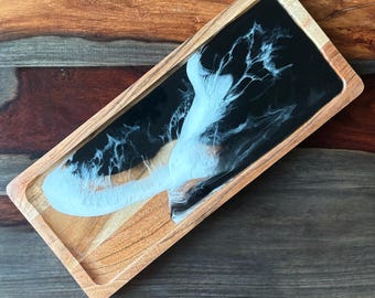 Vassoio in resina/legno nero oceano