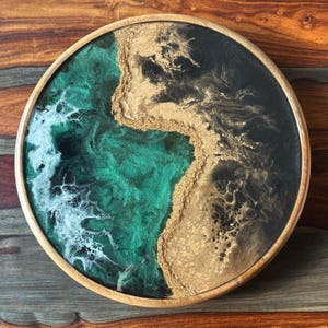 Demi-plateau paresseux élégant en résine verte, noire, blanche et dorée, 18 po.