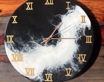 Orologio in resina bianco e nero, 14"
