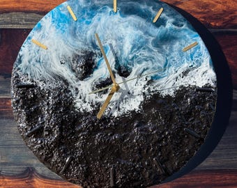 Orologio in resina blu e nero oceano, 14"