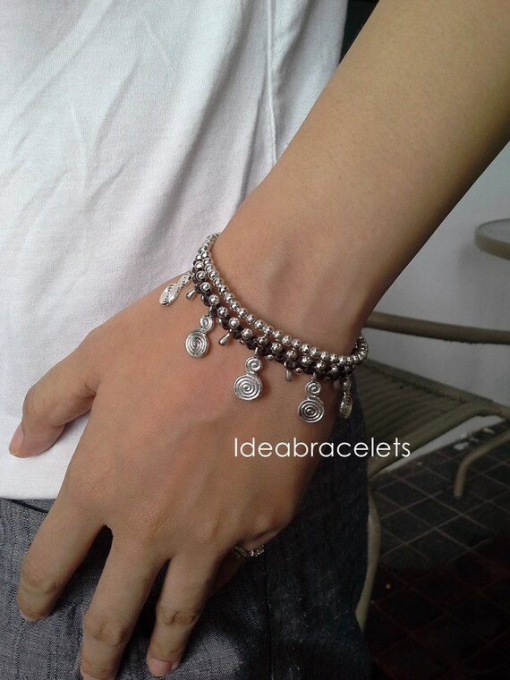 Silver Swirl Pendant Bracelets Silver Layers Bracelets Cute Etsy