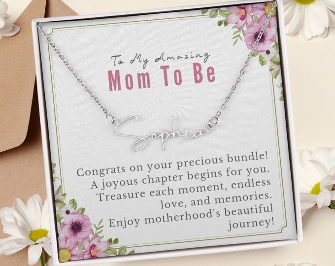 Custom Name Necklace for Mother to Be, Gifts for New Mom, First Time Pregnant Daughter in Law, Gifts for Future Mama