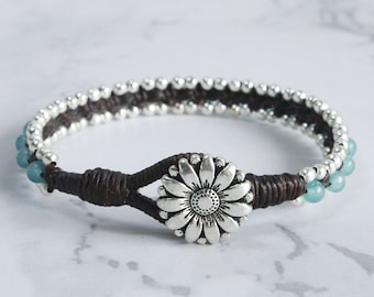 Aquamarine Bead Bracelet for Women, Christmas Gift Idea for Her, Jewelry Bracelet for March Birthday, Birthstone Healing Bracelet