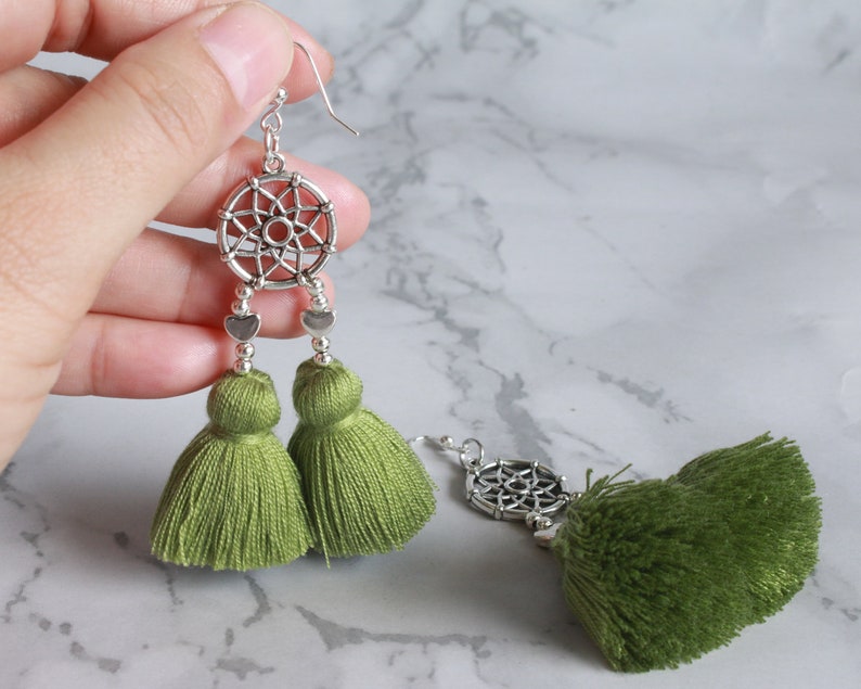 DCH Colorful Tassels Dangle Earrings Boho Jewelry Earrings for Women Girls Jewelry Gift Heart Charm Dream Catcher Drop Earrings