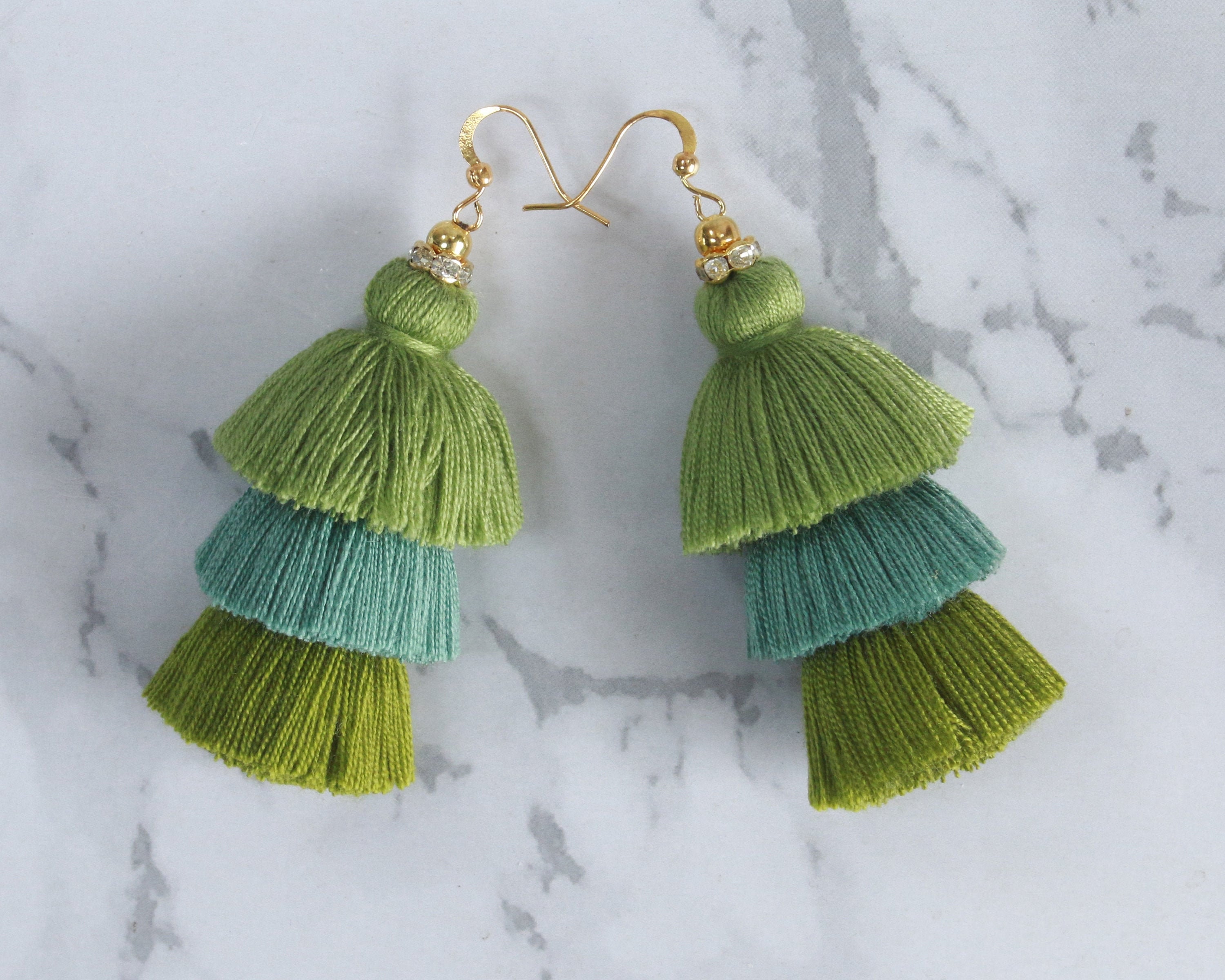 Handmade Tassel Earrings Tiered Thread Tassel Dangle Etsy