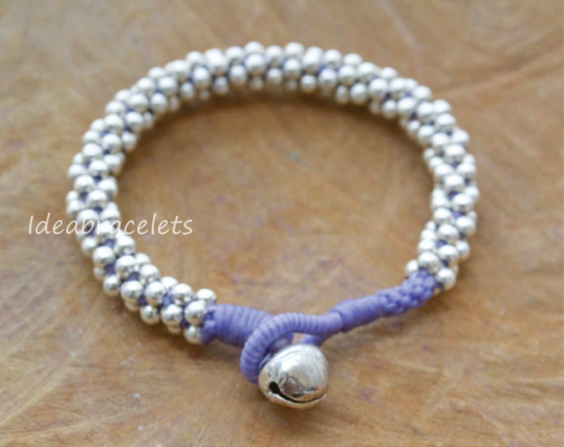 Silver bracelets Handmade bracelets Silver beaded Bell Etsy