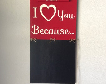 Customized I love you because chalkboard (for the entire family)