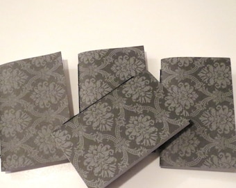 4 Mini Notebooks Black Damask. Perfect for NaNoWriMo, mini journals, patterned notebook, blank journal, birthday party