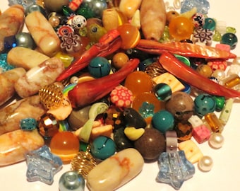 200+ Assorted Bead Mix. Good quality assorted sized beads Bead Soup Large variety bead assortment Wooden, Glass, Acrylic Beads, kids crafts
