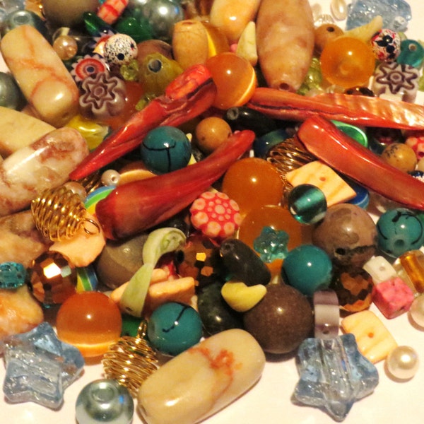 200+ Assorted Bead Mix. Good quality assorted sized beads Bead Soup Large variety bead assortment Wooden, Glass, Acrylic Beads, kids crafts