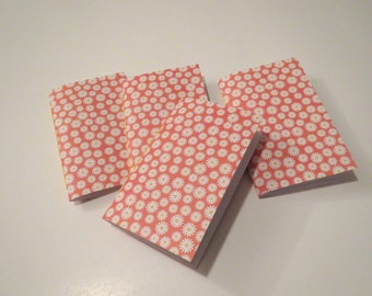 4 Mini Notebooks Orange Daisies.Perfect for NaNoWriMo, mini journals, patterned notebook, handmade, blank journal, birthday party daisy