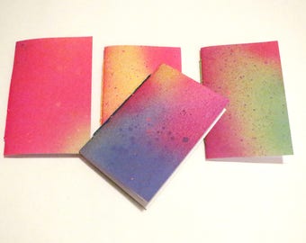 4 Multicolored Rainbow mini journals. Rainbow notebook, pride journals, birthday party, rainbow patterned notebook, blank handmade journal