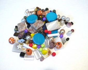 100+ Bead Grab Bag Assorted Bead Mix. Bead Destash, Assorted sized beads, Bead Soup, variety bead assortment Wooden, Glass, Acrylic Beads