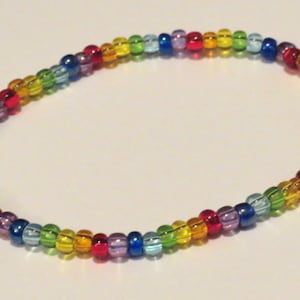 Rainbow Bracelet made from Seed Beads and stretch cord Gay Pride Bracelet red, orange, yellow, green, blue, purple