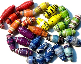 Unique Paper Beads for jewelry and bracelets. One of a kind handmade and upcycled. Made from magazines