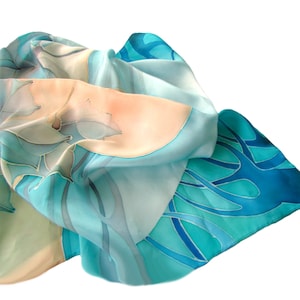 Hand painted silk scarf Square silk scarf women Mindfulness gift