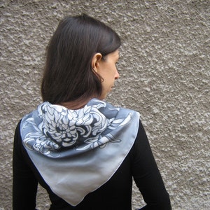 Square silk scarf women Hand painted silk scarf  Gift for her