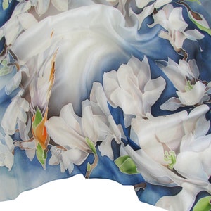 Square silk scarf women Hand painted scarf Silk bandana