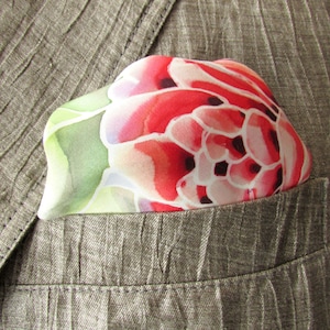 Silk pocket square Mens handkerchief Hand painted