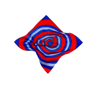Red blue silk pocket square Spiral mens handkerchief Hand painted