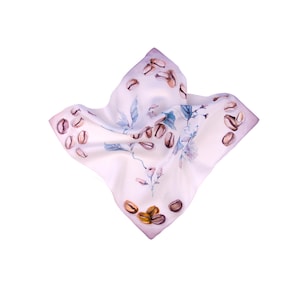 Hand-painted coffee silk pocket square — wearable art for men