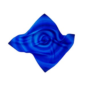 Blue silk pocket square with hand-painted spiral design Elegant men&#39;s accessory