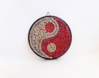 Mosaic Wall Art - Yin Yang, Repurposed Bead, Mosaic Wall Plaque