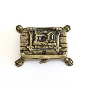 Vintage Brass Box with Hinged Lid - Gretna Green Souvenir Trinket Box