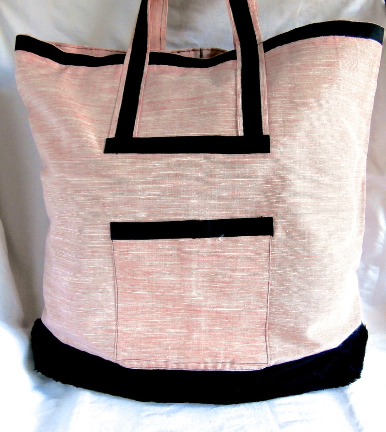 Pink Shopping Bag Repurposed Vintage Pink Silk Fabric Large Shopping Tote