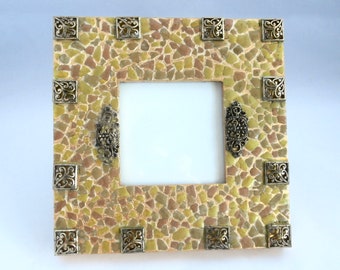 Eggshell and Jewellery Mosaic Photo Frame - Decorative Picture Frame