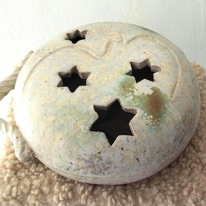 Pottery Tea Light Holder - Vintage Starlight Candle holder