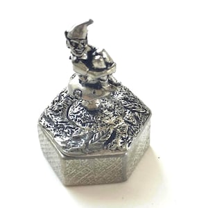 Caja de baratijas de peltre Pixie – Adorno de hongo piskey de Cornualles, decoración en miniatura fundida a mano