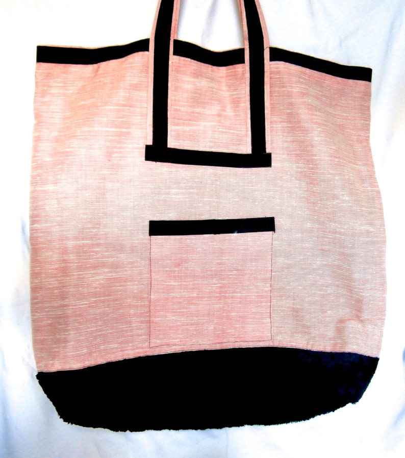 Pink Shopping Bag Repurposed Vintage Pink Silk Fabric Large Shopping Tote